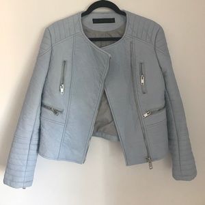 Zara baby blue leather jacket